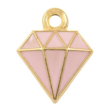 Breloque Émaillée Diamant (15 x 11 x 2.5 mm) Pink (5 pièces)