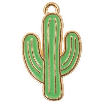Breloque Émaillée Cactus (26 x 15 x 1 mm) Green (5 pièces)