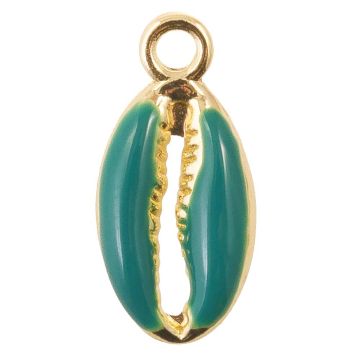 Breloque Émaillée Coquillage Cauris (17 x 8 x 3.5 mm) Petrol (5 pièces)