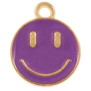 Breloque Émaillée Smiley (14.5 x 12 x 1.5 mm) Purple (5 pièces)