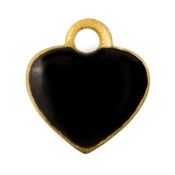 Breloque Émaillée Coeur (10 x 9 x 2 mm) Black (10 pièces)