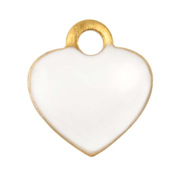 Breloque Émaillée Coeur (10 x 9 x 2 mm) White (10 pièces)