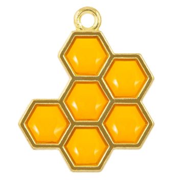 Pendentif Émaillé Nid d'Abeille (21 x 17 x 1.5 mm) Golden Yellow (5  pièces)