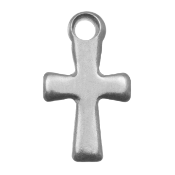 Breloque Acier Inoxydable Croix (12 x 7 x 0.8 mm) Argent Antique (25 pièces)
