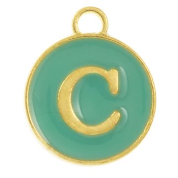 Breloque Lettre Alphabet C Émaillée (14 x 12 x 2 mm) Turquoise (1 pièce)