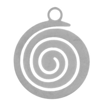 Breloque Acier Inoxydable Rond (14 x 11.5 x 1 mm) Argent Antique (4 pièces)