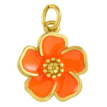 Breloque Émaillée Fleur (15 x 13 x 3.5 mm) Blazing Orange (1 pièce)