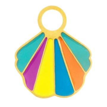 Pendentif Acier Inoxydable Émaillé Coquille (16.5 x 13 x 2 mm) Multi Color - 18K Gold Ion Plated (1 pièces)