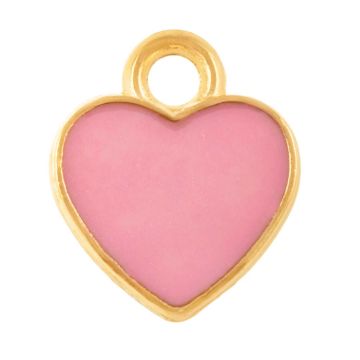 Breloque Émaillée Coeur(12 x 10 x 2 mm) Antique Pink (5 pièces)