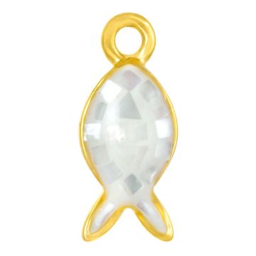 Breloque Coquillage Poisson (12 x 5 x 3 mm) Pearl White (1 pièce)