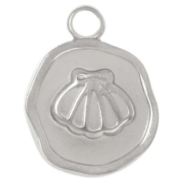 Breloque Acier Inoxydable Coquille (16.5 x 13 x 2 mm) Argent Antique (2 pièces)