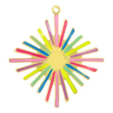 Pendentif Émaillé Losange (31 x 29 x 1 mm) Multi Color - 18K Gold Plated (1 pièce)