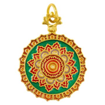 Pendentif Émaillé Mandala (31 x 24 mm) Multi Color - Or (1 pièces)