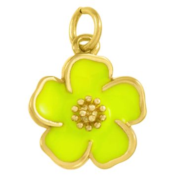 Breloque Émaillée Fleur (15 x 13 x 3.5 mm) Neon Yellow Green (1 pièce)