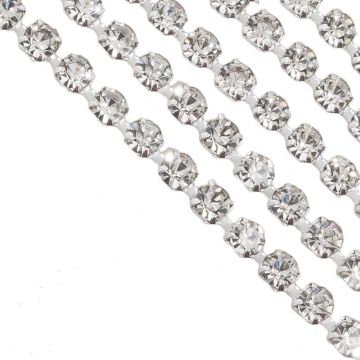 Chaîne Strass (2.3 mm) Argent - Crystal (2 mètres)