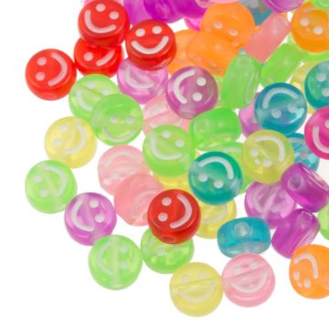 Perles Smiley Acryliques - Mimiques Diverses (10 x 5 mm) Mix Color-White (100 pièces)
