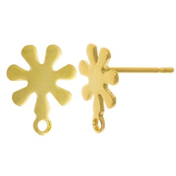 Clous d'Oreilles Acier Inoxydable Fleur avec Fermoir (11 x 9 mm) Or (4 pièces)