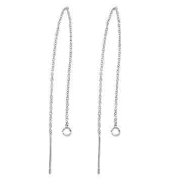 Boucles d'Oreilles Chaîne Traversante (105 mm) Argent Antique (2 pièces)