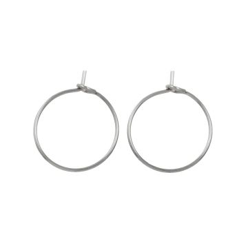 Boucles d'Oreilles Acier Inoxydable (15 x 0.7 mm) Argent Antique (25 pièces)