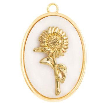 Pendentif Fleur de Naissance (Septembre / Aster) Nacre - 18K Gold Plated (27 x 18 mm) 1 pièce