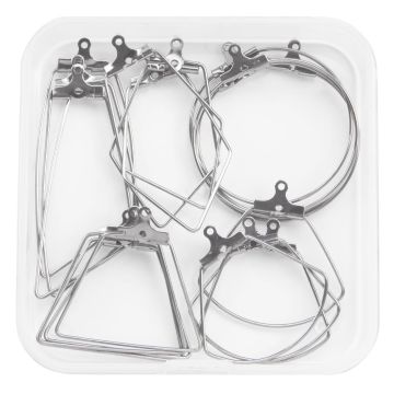 Assortiment - Montures de Boucles d'Oreilles (diverses formes) Argent Antique (20 pièces)