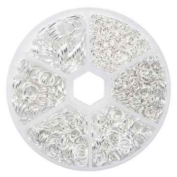 Assortiment - Anneaux de Saut (4 - 10 x  0.6 - 1 mm) Argent (1500 pièces)