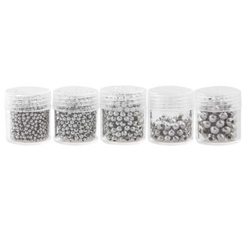 Assortiment - Perles en Métal (1,5 / 2 / 3 / 4 en 5 mm) Argent Antique (2500 pièces)