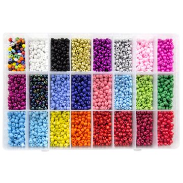 Assortiment XL - Rocailles (4 mm / 24 x 20 grammes) Mix Color