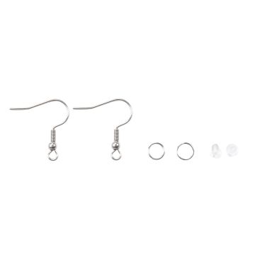 Assortiment - Crochets d'Oreilles avec Anneaux de Saut et Fermoirs (Argent Antique) 60 pièces