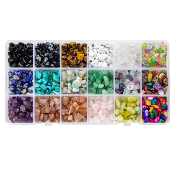 Assortiment - Perles Chips en Pierre Naturelle (3 - 8 mm) Mixed Stones (18 x 15 grammes)