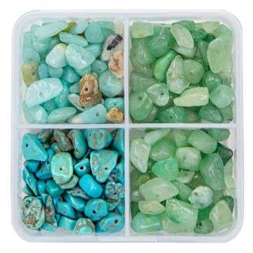 Assortiment - Perles Chips en Pierre Naturelle (3 - 8 mm) Mixed Stones (4 x 15 grammes)