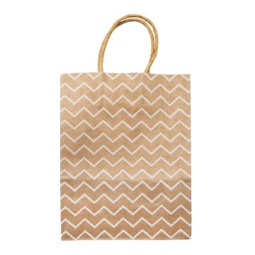 Sacs Cadeaux Papier Kraft Vagues (15 x 21 x 8 cm) Brown-White (1 pièce)