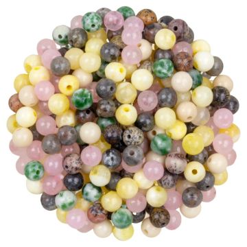 Mélange de Perles en Pierre Naturelle (4 mm) Mixed Stone (30 grammes / env. 270 pièces)
