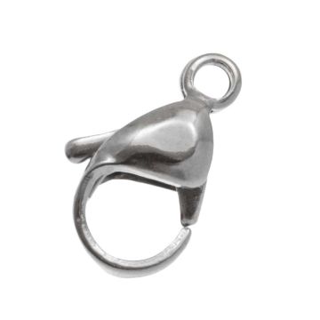 Fermoir Mousqueton Acier Inoxydable (15 x 7 mm) Argent Antique (10 pièces)