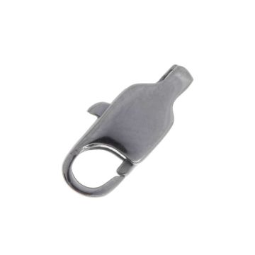 Fermoir Mousqueton Acier Inoxydable (18 x 9 mm) Argent Antique (5 pièces)