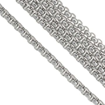 Chaine Maille Acier Inoxydable (3.5 x 3.5 mm) Argent Antique (2.5 mètres)