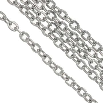 Chaine Maille Acier Inoxydable (2.4 x 1.9 x 0.4 mm) Argent Antique (10 mètres)