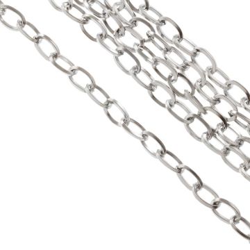 Chaine Maille Acier Inoxydable (7 x 4 x 0.8 mm) Argent Antique (10 mètres)