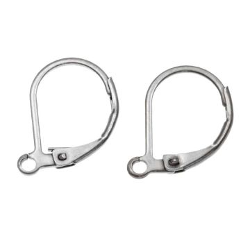 Crochets d'Oreilles Acier Inoxydable (15 x 10 mm) Argent Antique (4 pièces)