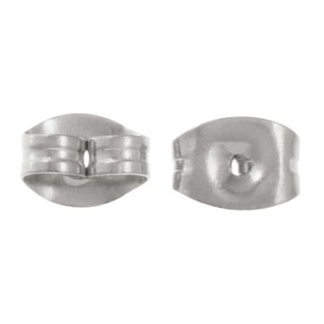 Fermoirs Boucles d'Oreilles Acier Inoxydable (4.5 x 6 x 3 mm) Argent Antique (10 pièces)