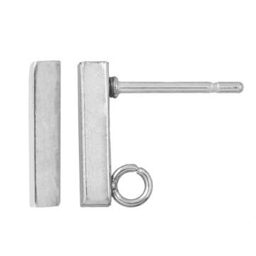 Clous d'Oreilles Acier Inoxydable Barre (15 x 2 mm) Argent Antique (4 pièces)