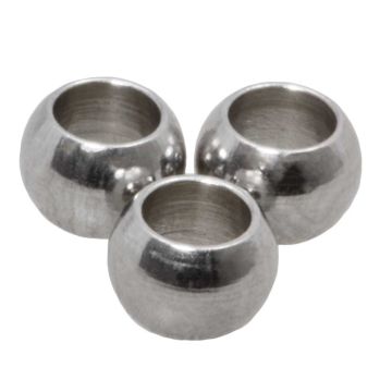 Perles Acier Inoxydable Grand Trou (6 x 4.5 mm) Argent Antique (25 pièces) 