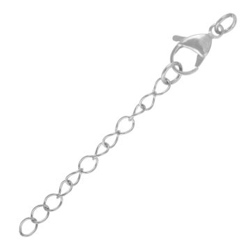 Chaîne d'Extension avec Fermoir Mousqueton Acier Inoxydable (15 x 7 mm / 50 mm) Argent Antique - Ion Plated (5 pièces)