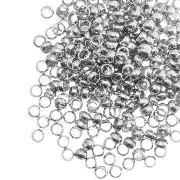 Perles à Écraser en Acier Inoxydable (Diamètre intérieur 1.2 mm) Argent Antique (100 pièces)