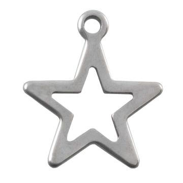 Breloque Acier Inoxydable Étoile (15 x 13 x 0.8 mm) Argent Antique (50 pièces)