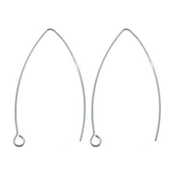 Crochets d'Oreilles Acier Inoxydable (40 x 24 mm) Argent Antique (10 pièces)