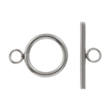 Fermoir Toggle Acier Inoxydable (23 x 18 x 2.5 mm) Argent Antique (10 pièces)