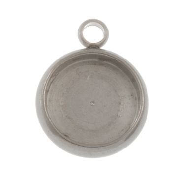 Breloque Serti Acier Inoxydable (8 mm) Argent Antique (5 pièces)