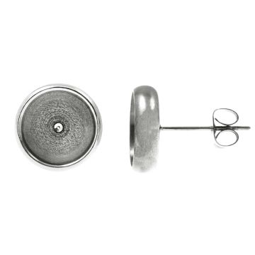 Clous d'Oreilles / Serti Acier Inoxydable avec Fermoir (8 mm)  Argent Antique (4 pièces)