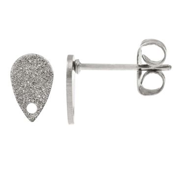 Clous d'Oreilles Acier Inoxydable avec Fermoir (8 x 5 mm)  Argent Antique (4 pièces)